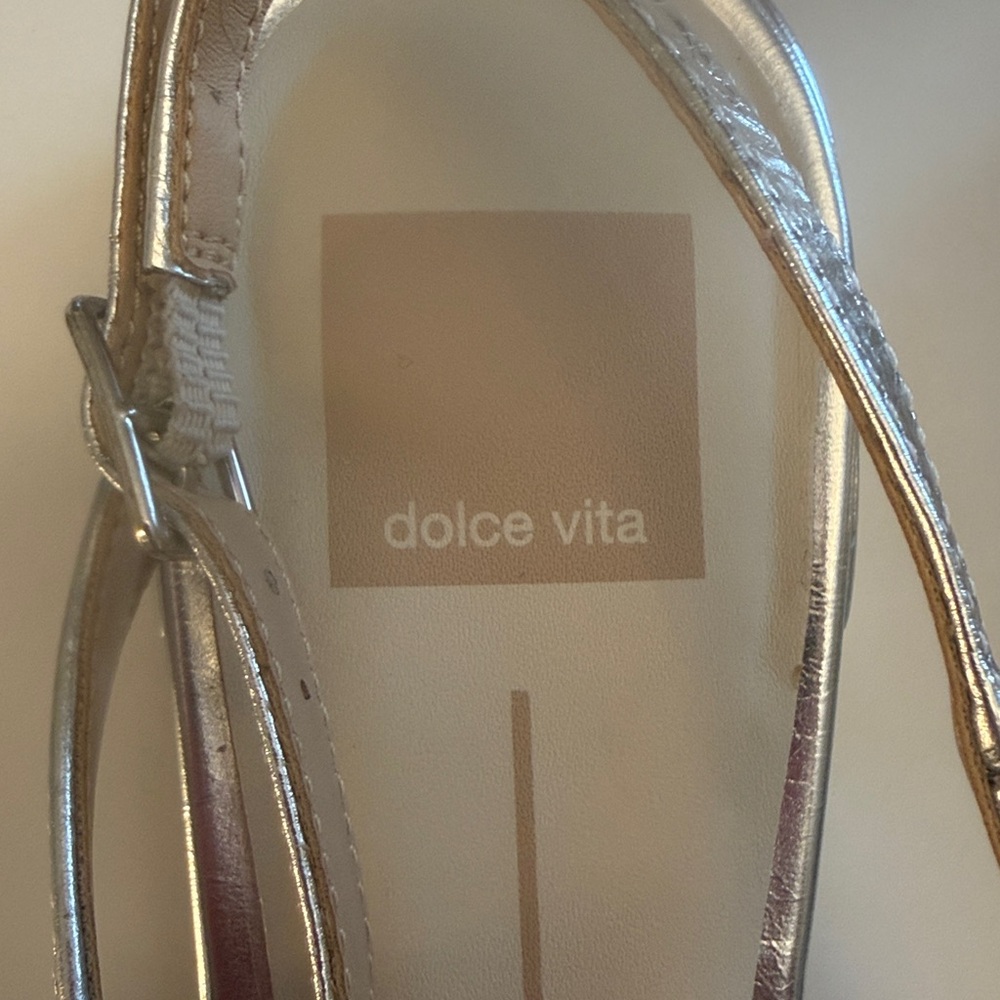 Dolce Vita Metallic Silver Slingback Flats - Picture 2 of 6